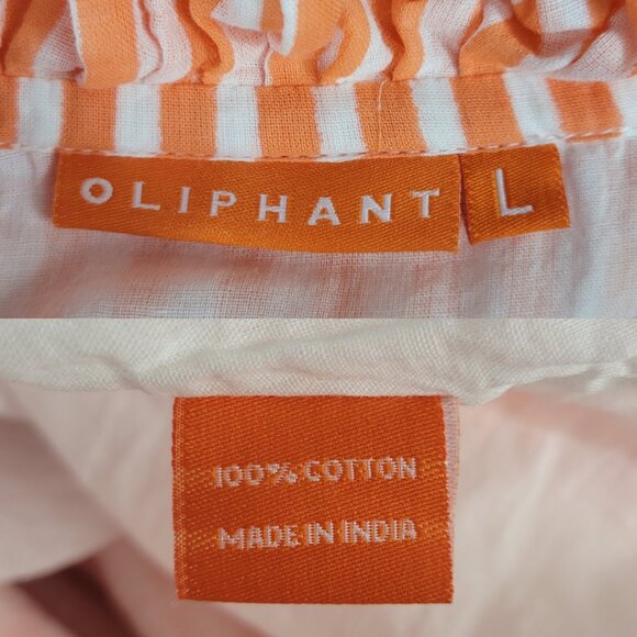 OLIPHANT Maxi Dress Size L Orange Striped Tiered Ruffle Short Sleeve A-Line - Picture 5 of 13